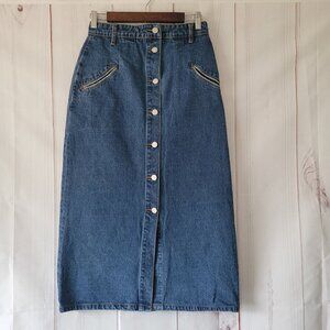 M. BECHIC denim Boutique Button-Down Maxi Denim Jean Skirt Women’s M, Like New